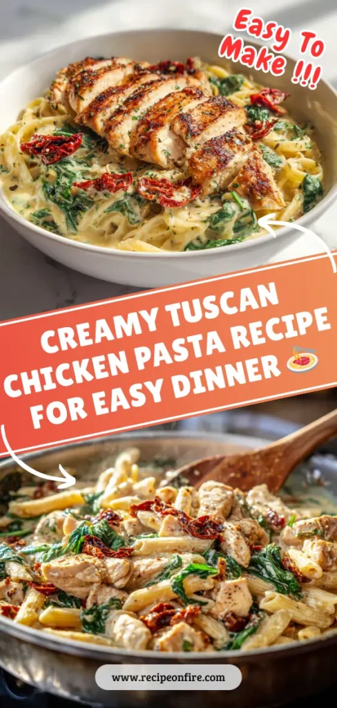 CREAMY TUSCAN CHICKEN PASTA RECIPE FOR EASY DINNER π 3 For RecipeOnFire 1 5