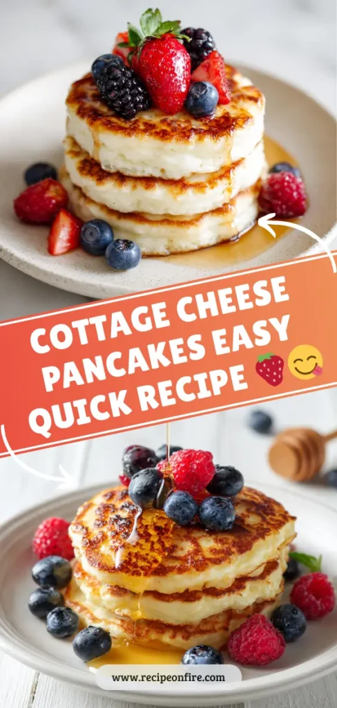 COTTAGE CHEESE PANCAKES EASY QUICK RECIPE 🍓 3 For RecipeOnFire 3